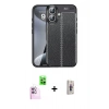 MARSİLYAN™- iPhone 16 Plus Kılıf Doruk Klasik Özel Seri - Siyah Bilvis 3D Cam Ekran Koruyucu + Raze Metal Kamera Lens - PE