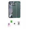 MARSİLYAN™- iPhone 16 Plus Kılıf Doruk Klasik Özel Seri - Siyah Bilvis 3D Cam Ekran Koruyucu + Raze Metal Kamera Lens - PE
