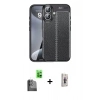 MARSİLYAN™- iPhone 16 Plus Kılıf Doruk Klasik Özel Seri - Siyah Bilvis 3D Cam Ekran Koruyucu + Raze Metal Kamera Lens - SH