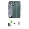 MARSİLYAN™- iPhone 16 Plus Kılıf Doruk Klasik Özel Seri - Siyah Bilvis 3D Cam Ekran Koruyucu + Raze Metal Kamera Lens - SH