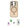 MARSİLYAN™- iPhone 16 Plus Kılıf Doruk Klasik Prime - Şeffaf Pasifik Cam Ekran Koruyucu + Raze Metal Kamera Lens - PE