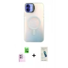 MARSİLYAN™- iPhone 16 Plus Kılıf Doruk Klasik Prime - Şeffaf Pasifik Cam Ekran Koruyucu + Raze Metal Kamera Lens - PE