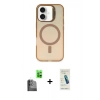 MARSİLYAN™- iPhone 16 Plus Kılıf Doruk Klasik Prime - Şeffaf Pasifik Cam Ekran Koruyucu + Raze Metal Kamera Lens - SH