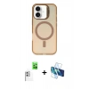 MARSİLYAN™- iPhone 16 Plus Kılıf Doruk Klasik Prime - Siyah 3D Antistatik Seramik Nano Ekran Koruyucu + Raze Metal Kamera Lens - BZ
