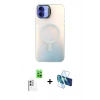 MARSİLYAN™- iPhone 16 Plus Kılıf Doruk Klasik Prime - Siyah 3D Antistatik Seramik Nano Ekran Koruyucu + Raze Metal Kamera Lens - BZ