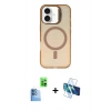 MARSİLYAN™- iPhone 16 Plus Kılıf Doruk Klasik Prime - Siyah 3D Antistatik Seramik Nano Ekran Koruyucu + Raze Metal Kamera Lens - LT