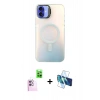 MARSİLYAN™- iPhone 16 Plus Kılıf Doruk Klasik Prime - Siyah 3D Antistatik Seramik Nano Ekran Koruyucu + Raze Metal Kamera Lens - PE