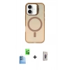 MARSİLYAN™- iPhone 16 Plus Kılıf Doruk Klasik Prime - Siyah Bilvis 3D Cam Ekran Koruyucu + Raze Metal Kamera Lens - LT