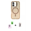 MARSİLYAN™- iPhone 16 Plus Kılıf Doruk Klasik Prime - Siyah Bilvis 3D Cam Ekran Koruyucu + Raze Metal Kamera Lens - PE