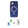 MARSİLYAN™- iPhone 16 Plus Kılıf Eksen Çizgi - Şeffaf Pasifik Cam Ekran Koruyucu + Raze Metal Kamera Lens - LT