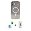 MARSİLYAN™- iPhone 16 Plus Kılıf Eksen Çizgi - Şeffaf Pasifik Cam Ekran Koruyucu + Raze Metal Kamera Lens - LT
