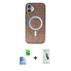 MARSİLYAN™- iPhone 16 Plus Kılıf Eksen Çizgi - Şeffaf Pasifik Cam Ekran Koruyucu + Raze Metal Kamera Lens - LT