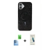 MARSİLYAN™- iPhone 16 Plus Kılıf Eksen Çizgi - Şeffaf Pasifik Cam Ekran Koruyucu + Raze Metal Kamera Lens - LT