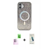 MARSİLYAN™- iPhone 16 Plus Kılıf Eksen Çizgi - Şeffaf Pasifik Cam Ekran Koruyucu + Raze Metal Kamera Lens - PE