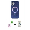 MARSİLYAN™- iPhone 16 Plus Kılıf Eksen Çizgi - Şeffaf Pasifik Cam Ekran Koruyucu + Raze Metal Kamera Lens - PE