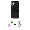 MARSİLYAN™- iPhone 16 Plus Kılıf Eksen Çizgi - Şeffaf Pasifik Cam Ekran Koruyucu + Raze Metal Kamera Lens - PE