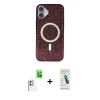 MARSİLYAN™- iPhone 16 Plus Kılıf Eksen Çizgi - Şeffaf Pasifik Cam Ekran Koruyucu + Raze Metal Kamera Lens - BZ