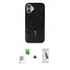 MARSİLYAN™- iPhone 16 Plus Kılıf Eksen Çizgi - Şeffaf Pasifik Cam Ekran Koruyucu + Raze Metal Kamera Lens - BZ