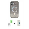 MARSİLYAN™- iPhone 16 Plus Kılıf Eksen Çizgi - Şeffaf Pasifik Cam Ekran Koruyucu + Raze Metal Kamera Lens - BZ