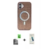 MARSİLYAN™- iPhone 16 Plus Kılıf Eksen Çizgi - Şeffaf Pasifik Cam Ekran Koruyucu + Raze Metal Kamera Lens - SH