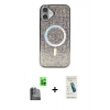 MARSİLYAN™- iPhone 16 Plus Kılıf Eksen Çizgi - Şeffaf Pasifik Cam Ekran Koruyucu + Raze Metal Kamera Lens - SH