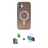MARSİLYAN™- iPhone 16 Plus Kılıf Eksen Çizgi - Siyah 3D Antistatik Cam Ekran Koruyucu + Raze Metal Kamera Lens - SH