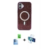 MARSİLYAN™- iPhone 16 Plus Kılıf Eksen Çizgi - Siyah 3D Antistatik Seramik Nano Ekran Koruyucu + Raze Metal Kamera Lens - LT