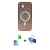 MARSİLYAN™- iPhone 16 Plus Kılıf Eksen Çizgi - Siyah 3D Antistatik Seramik Nano Ekran Koruyucu + Raze Metal Kamera Lens - LT