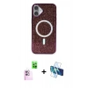 MARSİLYAN™- iPhone 16 Plus Kılıf Eksen Çizgi - Siyah 3D Antistatik Seramik Nano Ekran Koruyucu + Raze Metal Kamera Lens - PE