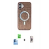 MARSİLYAN™- iPhone 16 Plus Kılıf Eksen Çizgi - Siyah Bilvis 3D Cam Ekran Koruyucu + Raze Metal Kamera Lens - LT