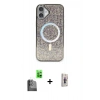 MARSİLYAN™- iPhone 16 Plus Kılıf Eksen Çizgi - Siyah Bilvis 3D Cam Ekran Koruyucu + Raze Metal Kamera Lens - SH