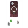 MARSİLYAN™- iPhone 16 Plus Kılıf Eksen Çizgi - Siyah Bilvis 3D Cam Ekran Koruyucu + Raze Metal Kamera Lens - SH