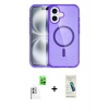 MARSİLYAN™- iPhone 16 Plus Kılıf Eksen Doku Koleksiyonu - Şeffaf Pasifik Cam Ekran Koruyucu + Raze Metal Kamera Lens - BZ