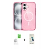 MARSİLYAN™- iPhone 16 Plus Kılıf Eksen Doku Koleksiyonu - Şeffaf Pasifik Cam Ekran Koruyucu + Raze Metal Kamera Lens - BZ
