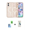 MARSİLYAN™- iPhone 16 Plus Kılıf Eksen Doku Koleksiyonu - Şeffaf Pasifik Cam Ekran Koruyucu + Raze Metal Kamera Lens - LT