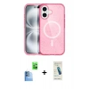 MARSİLYAN™- iPhone 16 Plus Kılıf Eksen Doku Koleksiyonu - Şeffaf Pasifik Cam Ekran Koruyucu + Raze Metal Kamera Lens - LT