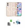 MARSİLYAN™- iPhone 16 Plus Kılıf Eksen Doku Koleksiyonu - Siyah 3D Antistatik Cam Ekran Koruyucu + Raze Metal Kamera Lens - SH