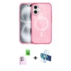 MARSİLYAN™- iPhone 16 Plus Kılıf Eksen Doku Koleksiyonu - Siyah 3D Antistatik Seramik Nano Ekran Koruyucu + Raze Metal Kamera Lens - PE