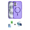 MARSİLYAN™- iPhone 16 Plus Kılıf Eksen Doku Koleksiyonu - Siyah 3D Antistatik Seramik Nano Ekran Koruyucu + Raze Metal Kamera Lens - LT