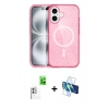 MARSİLYAN™- iPhone 16 Plus Kılıf Eksen Doku Koleksiyonu - Siyah 3D Antistatik Seramik Nano Ekran Koruyucu + Raze Metal Kamera Lens - BZ