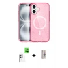 MARSİLYAN™- iPhone 16 Plus Kılıf Eksen Doku Koleksiyonu - Siyah Bilvis 3D Cam Ekran Koruyucu + Raze Metal Kamera Lens - BZ