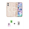 MARSİLYAN™- iPhone 16 Plus Kılıf Eksen Doku Koleksiyonu - Siyah Bilvis 3D Cam Ekran Koruyucu + Raze Metal Kamera Lens - PE