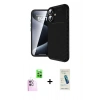 MARSİLYAN™- iPhone 16 Plus Kılıf Eksen Form Prime - Şeffaf Pasifik Cam Ekran Koruyucu + Raze Metal Kamera Lens - PE