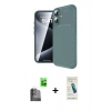 MARSİLYAN™- iPhone 16 Plus Kılıf Eksen Form Prime - Şeffaf Pasifik Cam Ekran Koruyucu + Siyah Raze Metal Kamera Lens