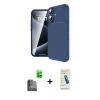MARSİLYAN™- iPhone 16 Plus Kılıf Eksen Form Prime - Şeffaf Pasifik Cam Ekran Koruyucu + Siyah Raze Metal Kamera Lens
