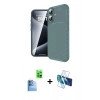 MARSİLYAN™- iPhone 16 Plus Kılıf Eksen Form Prime - Siyah 3D Antistatik Cam Ekran Koruyucu + Raze Metal Kamera Lens - LT