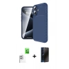 MARSİLYAN™- iPhone 16 Plus Kılıf Eksen Form Prime - Siyah 3D Antistatik Hayalet Cam Ekran Koruyucu + Raze Metal Kamera Lens - BZ