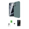 MARSİLYAN™- iPhone 16 Plus Kılıf Eksen Form Prime - Siyah 3D Antistatik Hayalet Cam Ekran Koruyucu + Raze Metal Kamera Lens - BZ