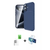 MARSİLYAN™- iPhone 16 Plus Kılıf Eksen Form Prime - Siyah 3D Antistatik Seramik Nano Ekran Koruyucu + Raze Metal Kamera Lens - BZ
