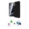 MARSİLYAN™- iPhone 16 Plus Kılıf Eksen Form Prime - Siyah 3D Antistatik Seramik Nano Ekran Koruyucu + Raze Metal Kamera Lens - PE